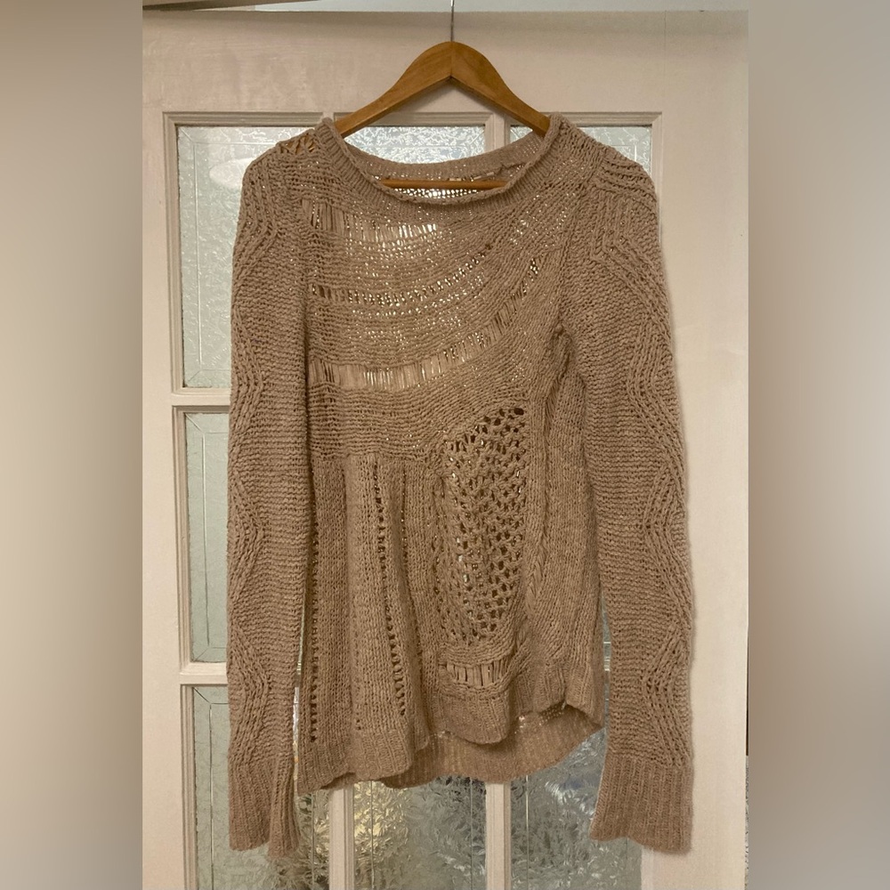 Anthropologie unique knit oatmeal sweater Size M